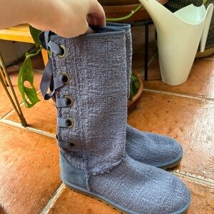 UGG Blue Textured Lace-up Boots